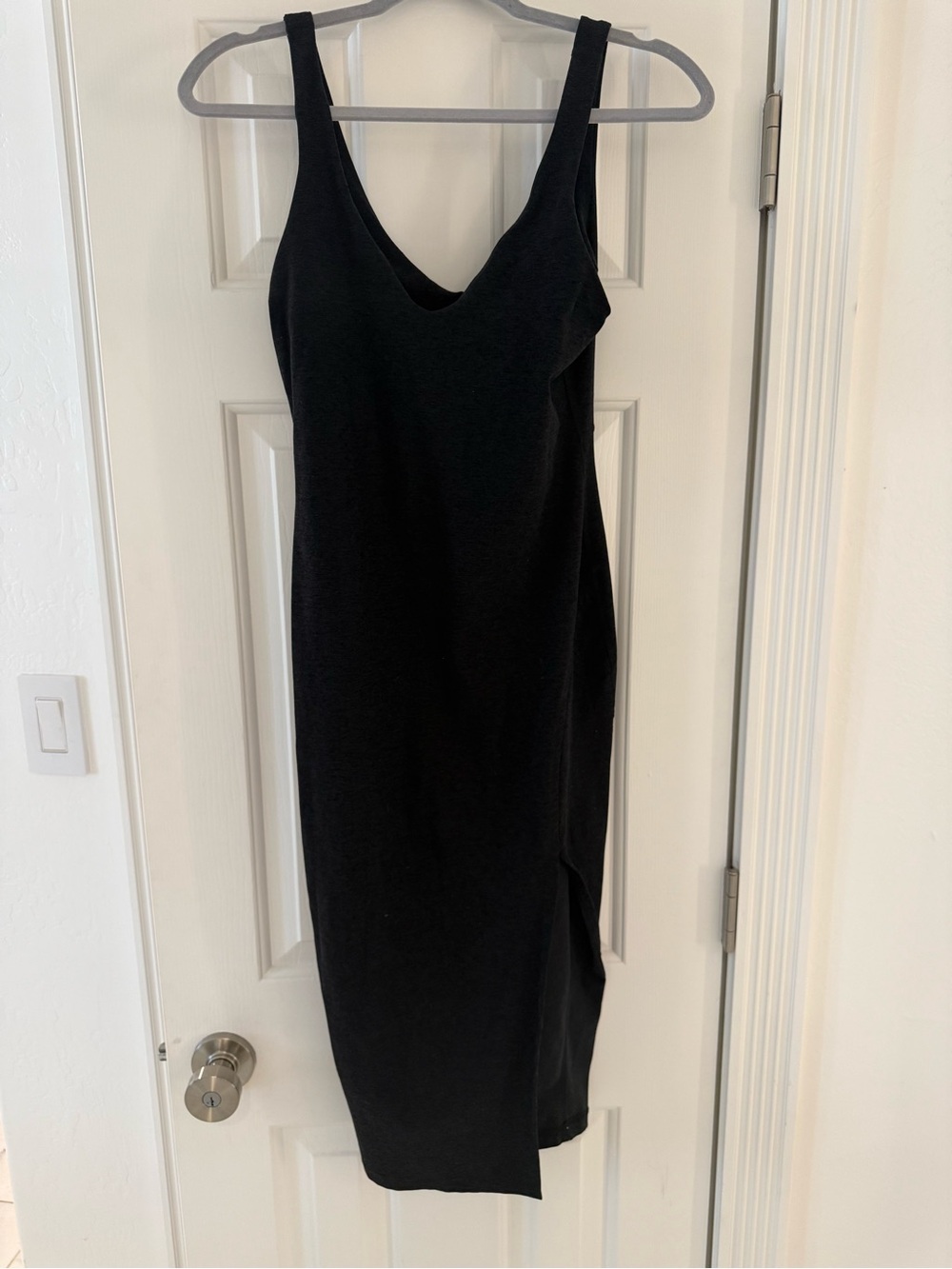 Beyond Yoga Black V-Neck Midi Tank Dress